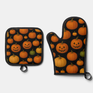A pumpkin oven mitts set
