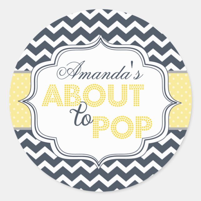 A punto de pop Moda Chevron Baby Shower Pegatinas (Anverso)