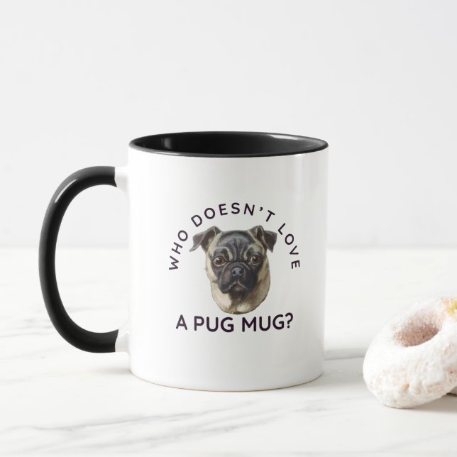 ¿A quién no le gusta una taza de pug? (Con donut)