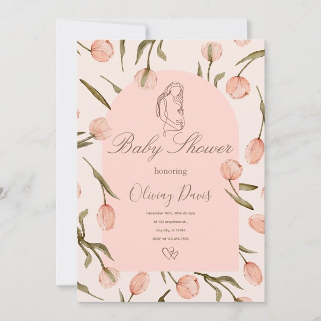 A radiant and delicate 'Baby Shower' invitation  (Anverso)