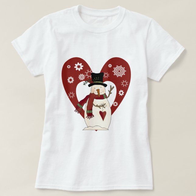 A Snowman le encantan las camisetas de nieve y los (Diseño del anverso)