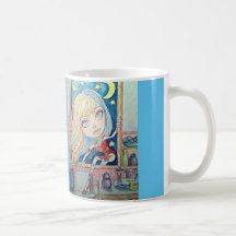 A través de la taza de café del arte de la ventana