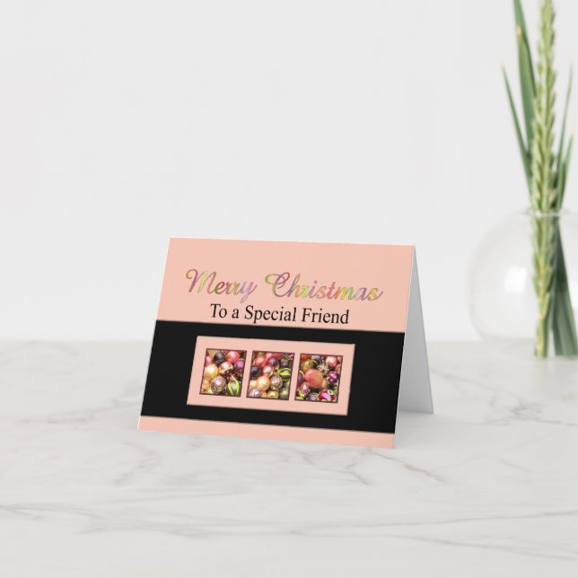 A un amigo especial, tarjeta de Navidad de Feliz (Anverso)