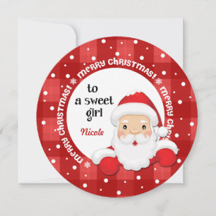 A un dulce Chica de Santa Claus. Tarjeta de navida