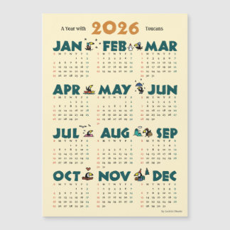 A Year with Toucans: Calendar 2026 マグネットカード
