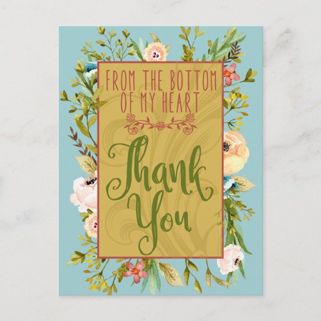 Abajo de mi floral cardiaca gracias postal (Anverso)