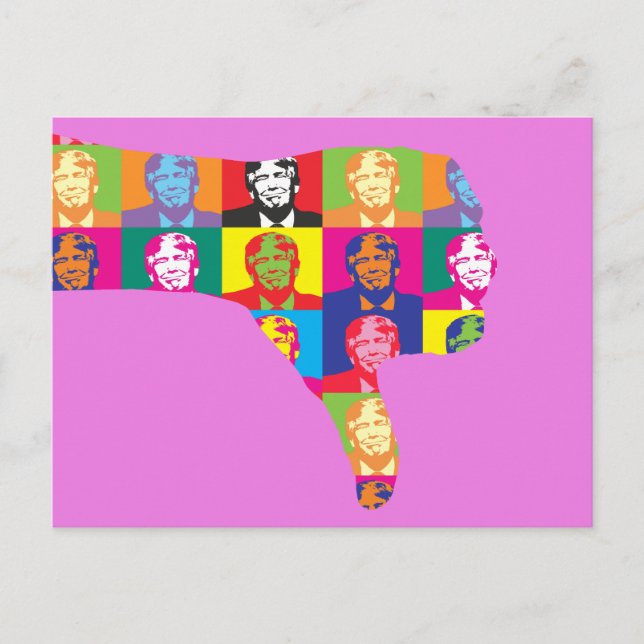 Abajo el dedo en la postal de Trump (Anverso)