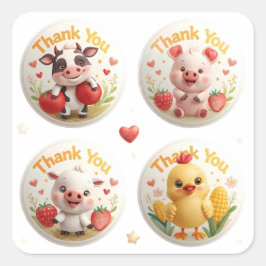 Abajo en la granja - Gracias amables Pegatinas