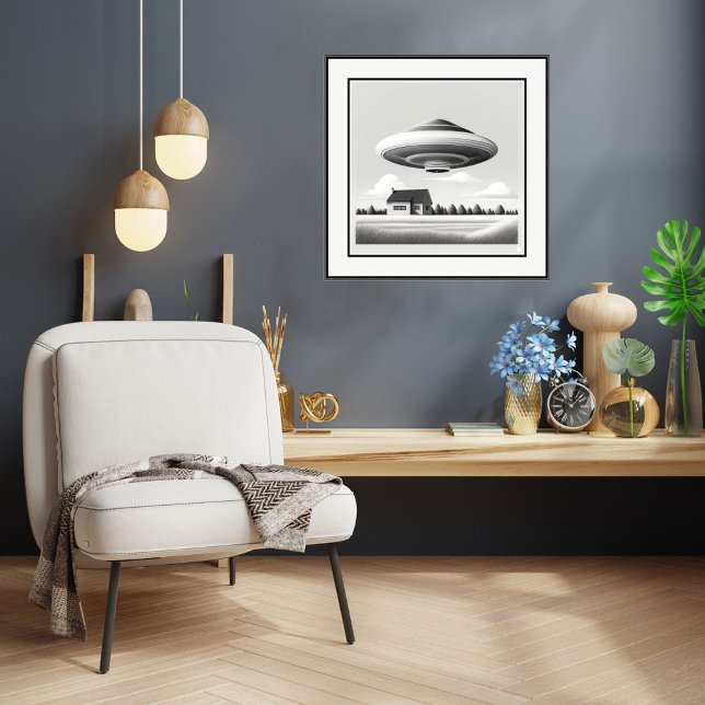 Abajo En La Granja - Impresión De Arte De OVNI (Down On The Farm - UFO Art Print.
Art: Roger Smith)