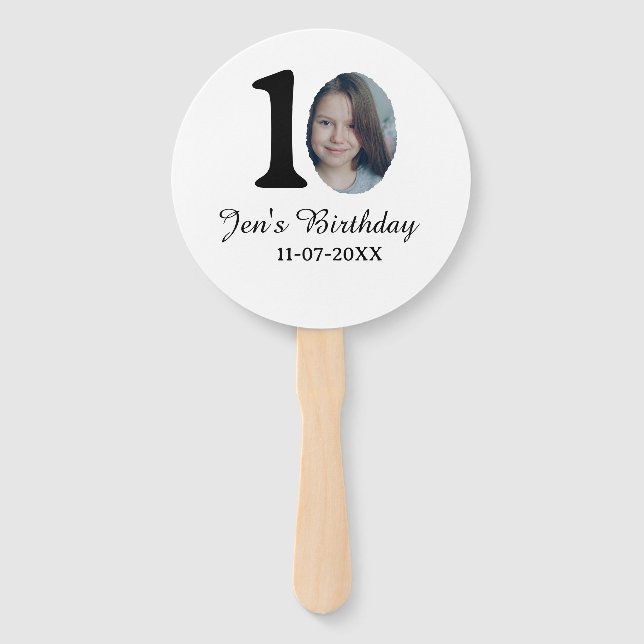 Abanico 10.ª foto de cumpleaños letra negrita niños fecha (Anverso)