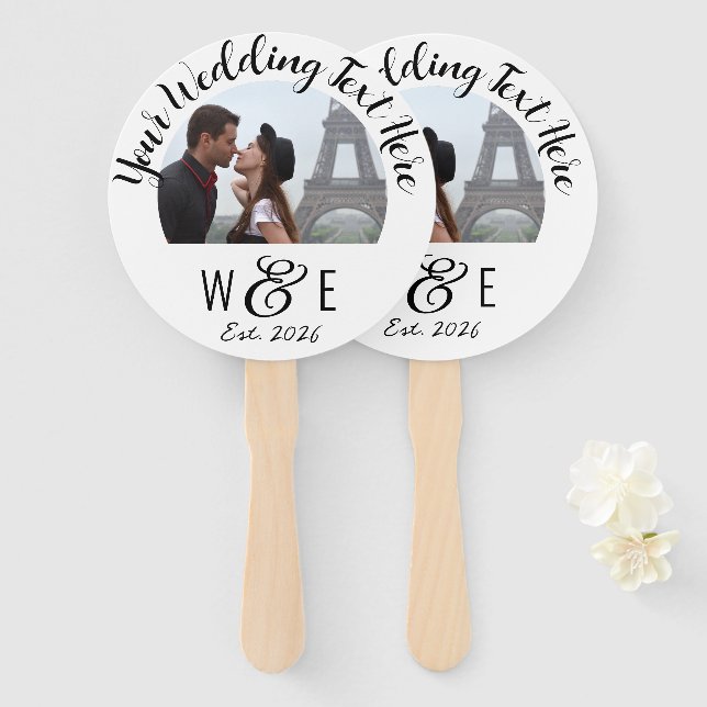 Abanico 10 Personalizado Script Text Program Fans Wedding  (Anverso y reverso)