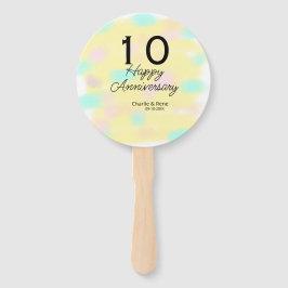 Abanico 10 wedding anniversary yellow pastel name retro bo