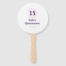 Abanico 15.ª quinceañera feliz cumpleaños púrpura rosa