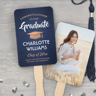 Abanico 1 Foto Graduación Azul Marino Brushed Blanco Cobre