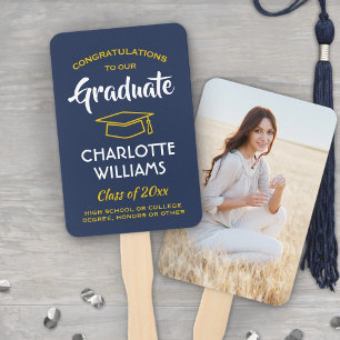 Abanico 1 Graduación fotográfica Elegante Navy dorado azul