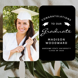 Abanico 2026 Foto Personalizada Graduación Blanco Negro