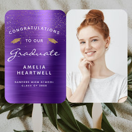 Abanico 2026 Personalizado Foto Graduación Metálico Morado