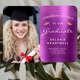 Abanico 2026 Personalizado Foto Magenta Metálico Graduació