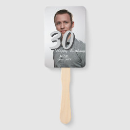 Abanico 30.º cumpleaños añadir nombre fecha año foto blanc