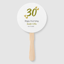 Abanico 30 años feliz pareja de bodas grises dorados