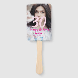 Abanico 30th birthday add name date year white photo