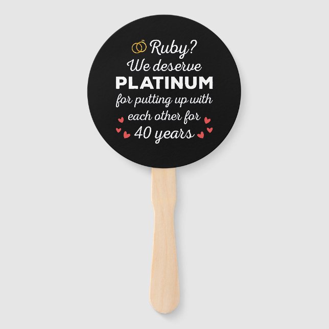 Abanico 40° Aniversario Boda I - Pareja divertida Ruby (Anverso)