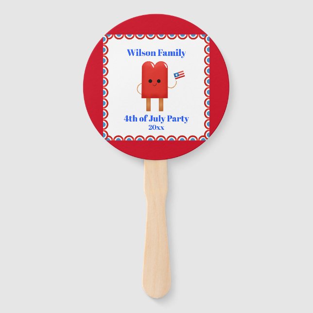 Abanico 4 de julio Fiesta Cute Patriotic Popsicle (Anverso)