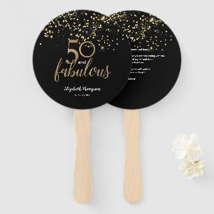 Abanico 50 y fabuloso Cumpleaños Confeti negro dorado