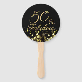 Abanico 50 y fabuloso cumpleaños negro y oro