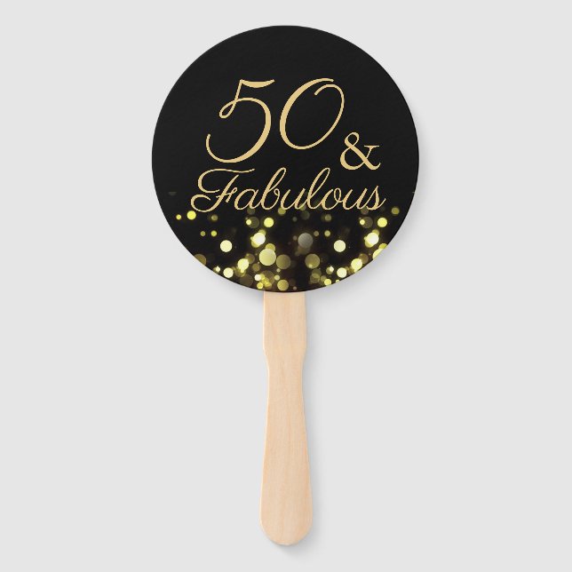 Abanico 50 y fabuloso cumpleaños negro y oro (Anverso)