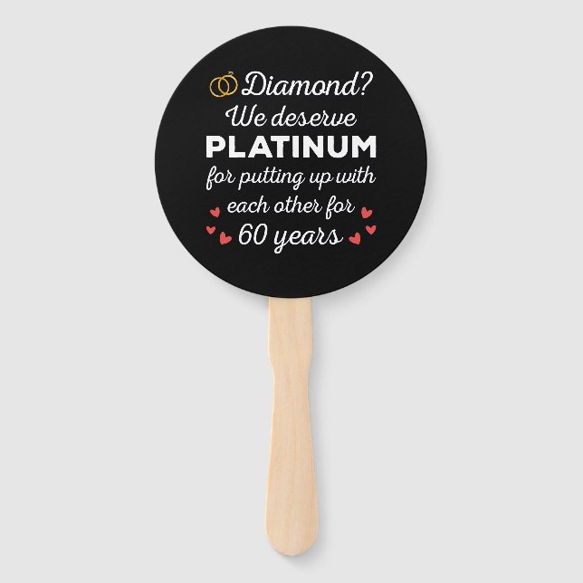Abanico 60° Aniversario Boda I - Pareja Diamond Funny (Anverso)