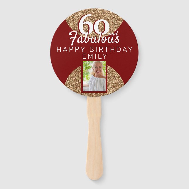 Abanico 60 y Fabulous Gold Purpurina 2 Photo 60th Birthday (Anverso)
