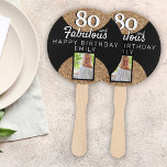 Abanico 80 y Fabulous Gold Purpurina 2 Photo 80th Birthday<br><div class="desc">80 y Fabulous Gold Purpurina 2 Photo 80th Birthday Hand Fan. Añade tu foto,  nombre y edad.</div>