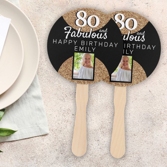 Abanico 80 y Fabulous Gold Purpurina 2 Photo 80th Birthday (Subido por el creador)