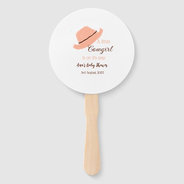 Abanico A little cowgirl is on it's way orange baby shower (Anverso)