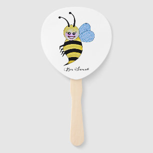 Abanico Abeja linda de la acuarela con sonrisa feliz