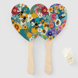 Abanico Abejas y Florales Patrón de abeja flor