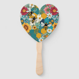 Abanico Abejas y Florales Patrón de abeja flor