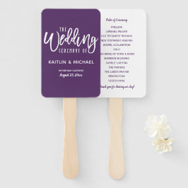 Abanico Abiicos de programa de boda | Letra Brush (Ciruela