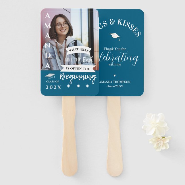 Abanico Abrazos Besos Foto Cita Clase Graduada Gracias (Anverso y reverso)