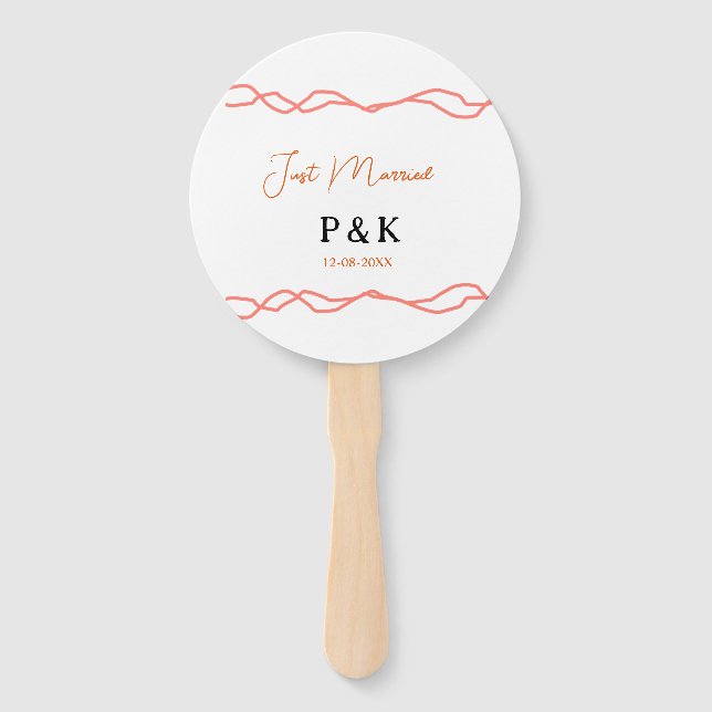 Abanico Acabo de casar añadir pareja de nombre de fecha ro (Anverso)