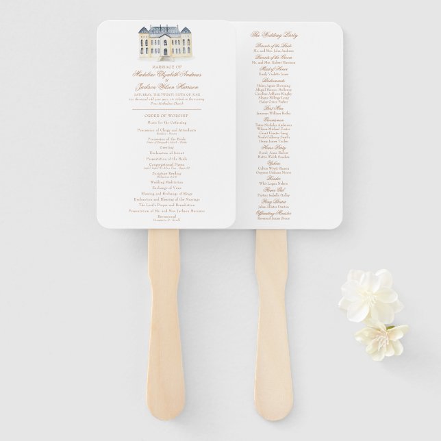 Abanico Acuarela acuarela Inglés Mano Estate Boda (Anverso y reverso)