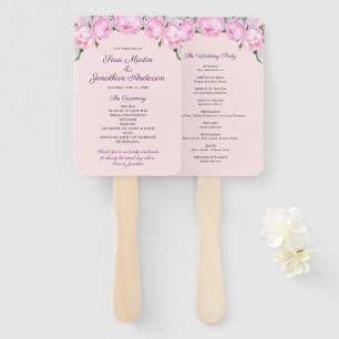 Abanico Acuarela De Peonies Rosados BODA