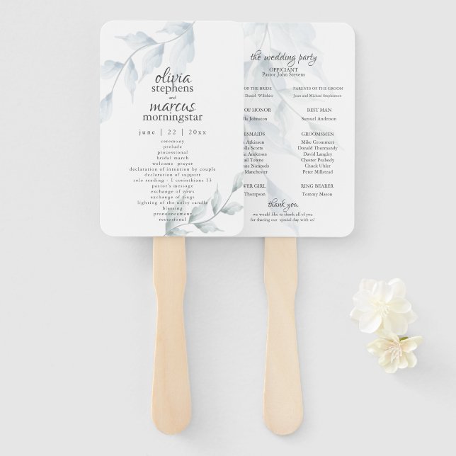 Abanico Acuarela Dusty Azul Dusty Sage Floral (Anverso y reverso)