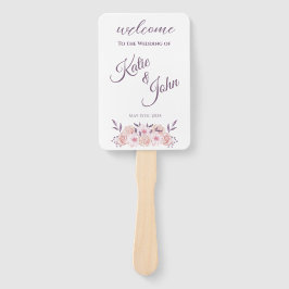 Abanico Acuarela Flores rosadas - Programa de matrimonio-