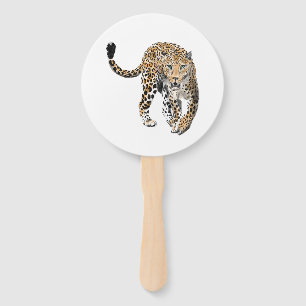 Abanico acuarela leopardo gato de la selva animal pintado 
