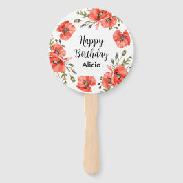 Abanico Acuarela Red Poppy Greenery 50 cumpleaños