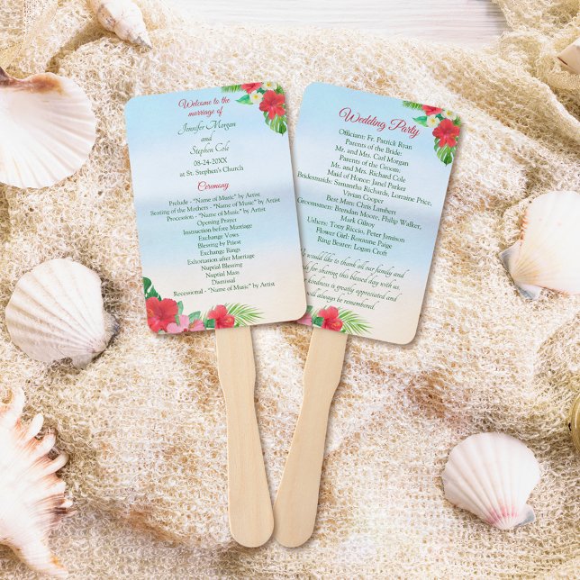 Abanico Acuarela Tropical Beach Boda Floral (Subido por el creador)