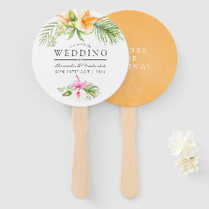Abanico Acuarela Tropical Floral Beach Wedding Favor