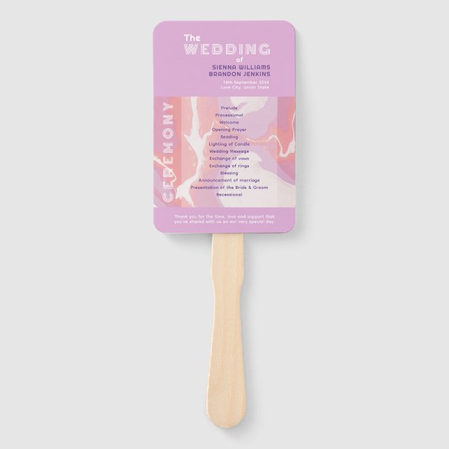 Abanico Aficionado de mano del programa de bodas artística (Anverso)